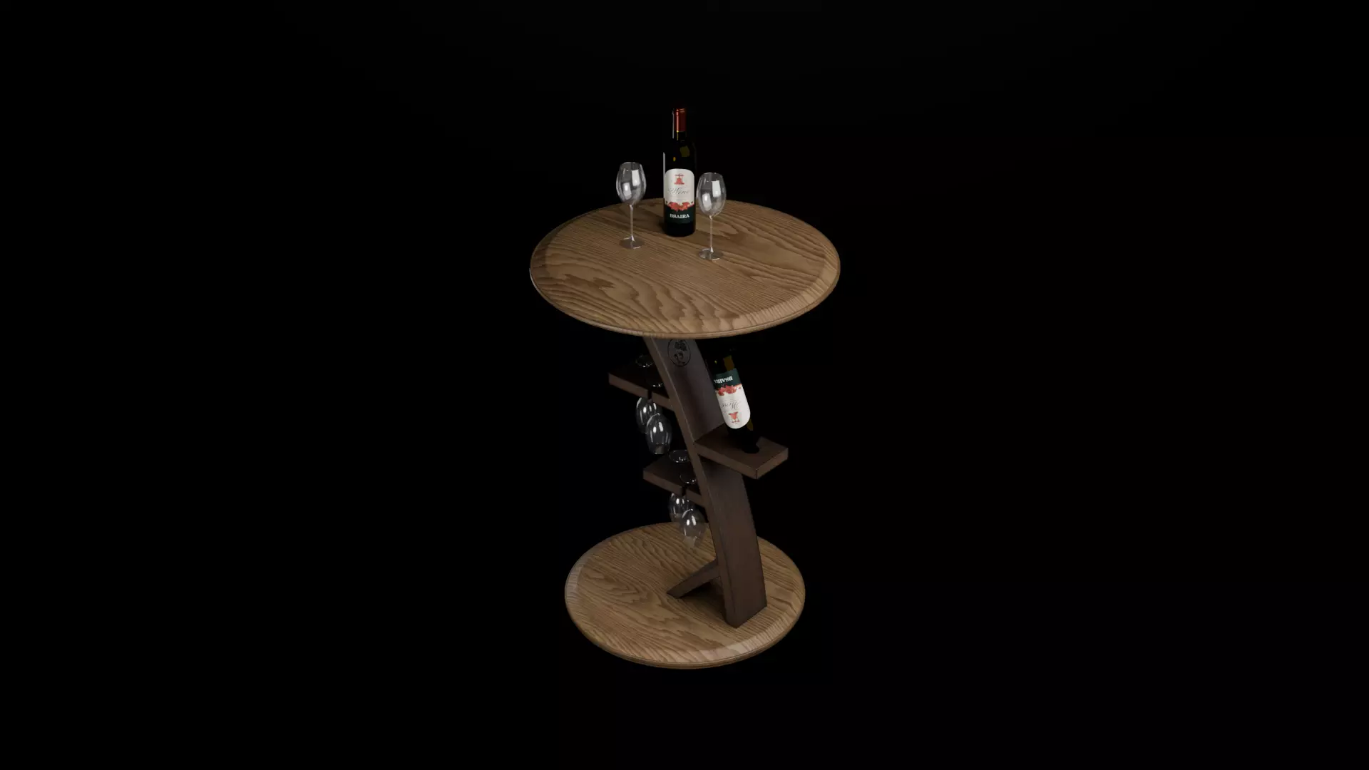 Wine table Low-poly 3D model_0