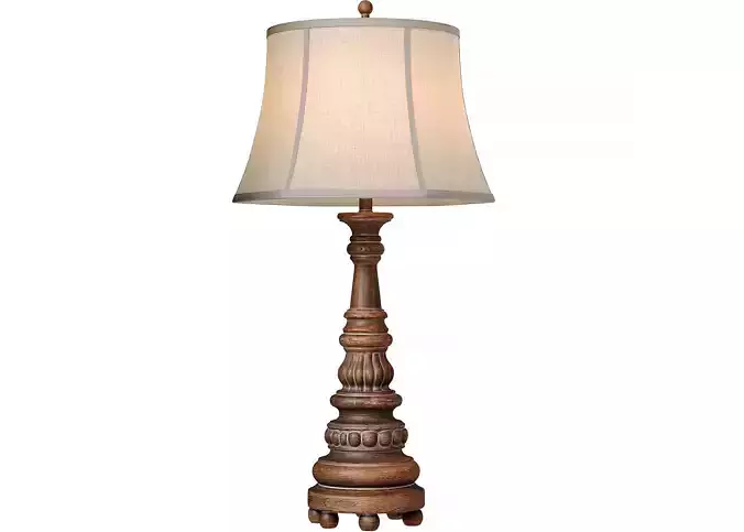 Nightstand Table lamp Aged classic style rustic wooden base