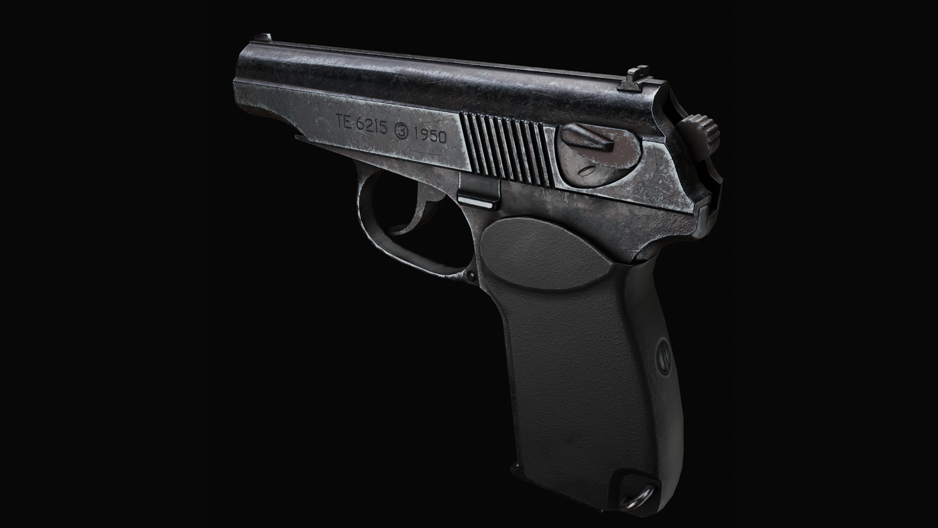 Old worn out Makarov Pistol Low-poly 3D model_2