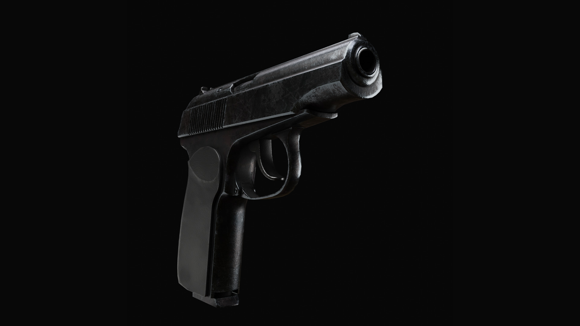 Old worn out Makarov Pistol Low-poly 3D model_3