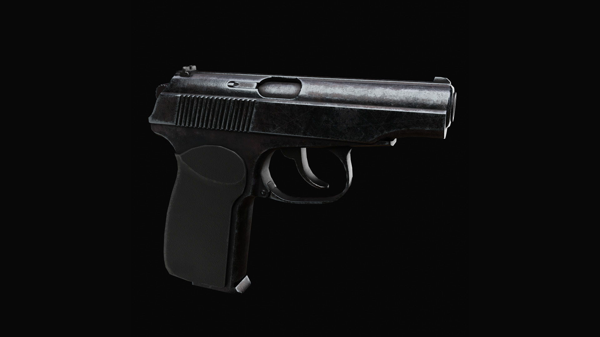 Old worn out Makarov Pistol Low-poly 3D model_1