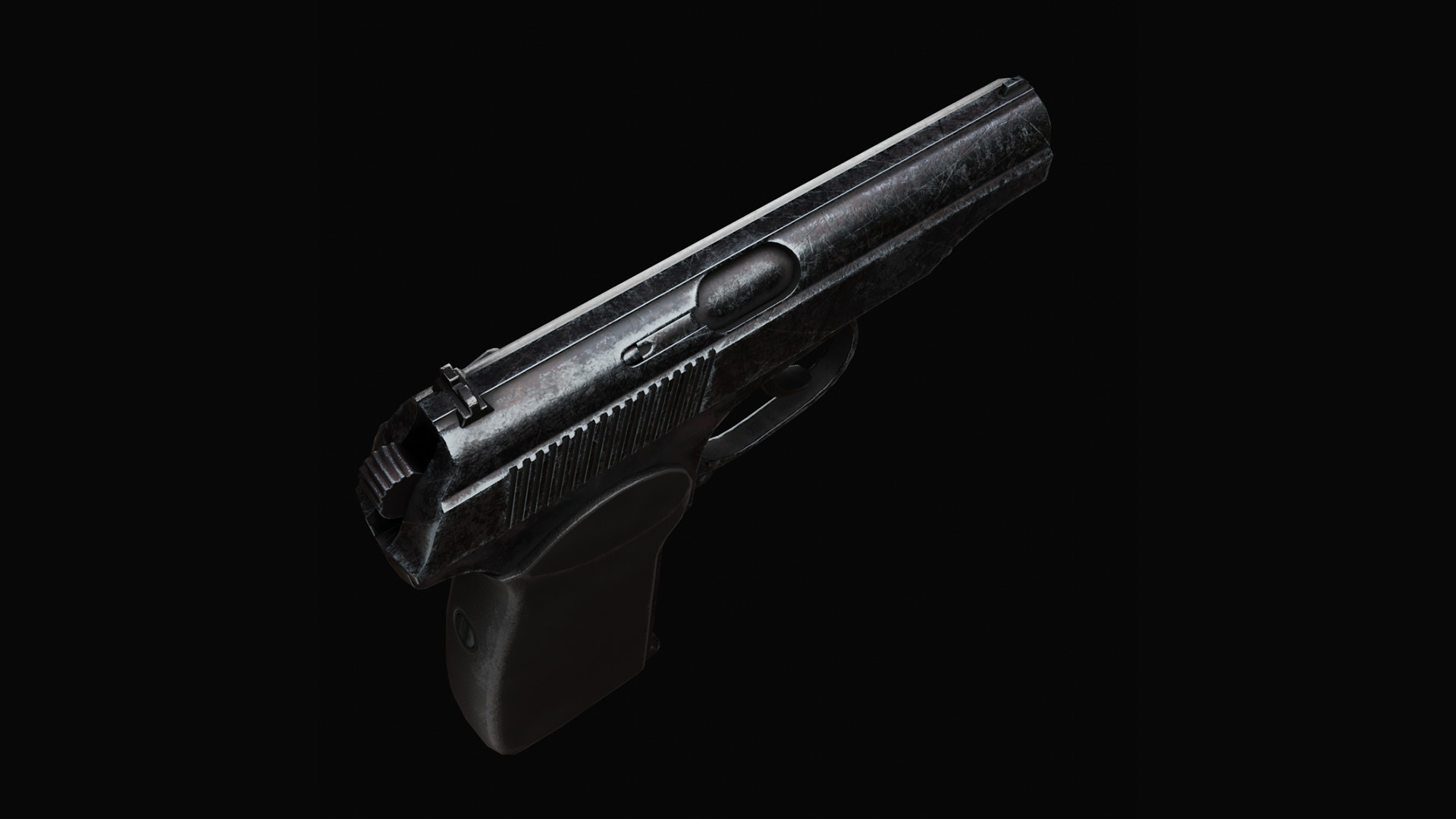 Old worn out Makarov Pistol Low-poly 3D model_4