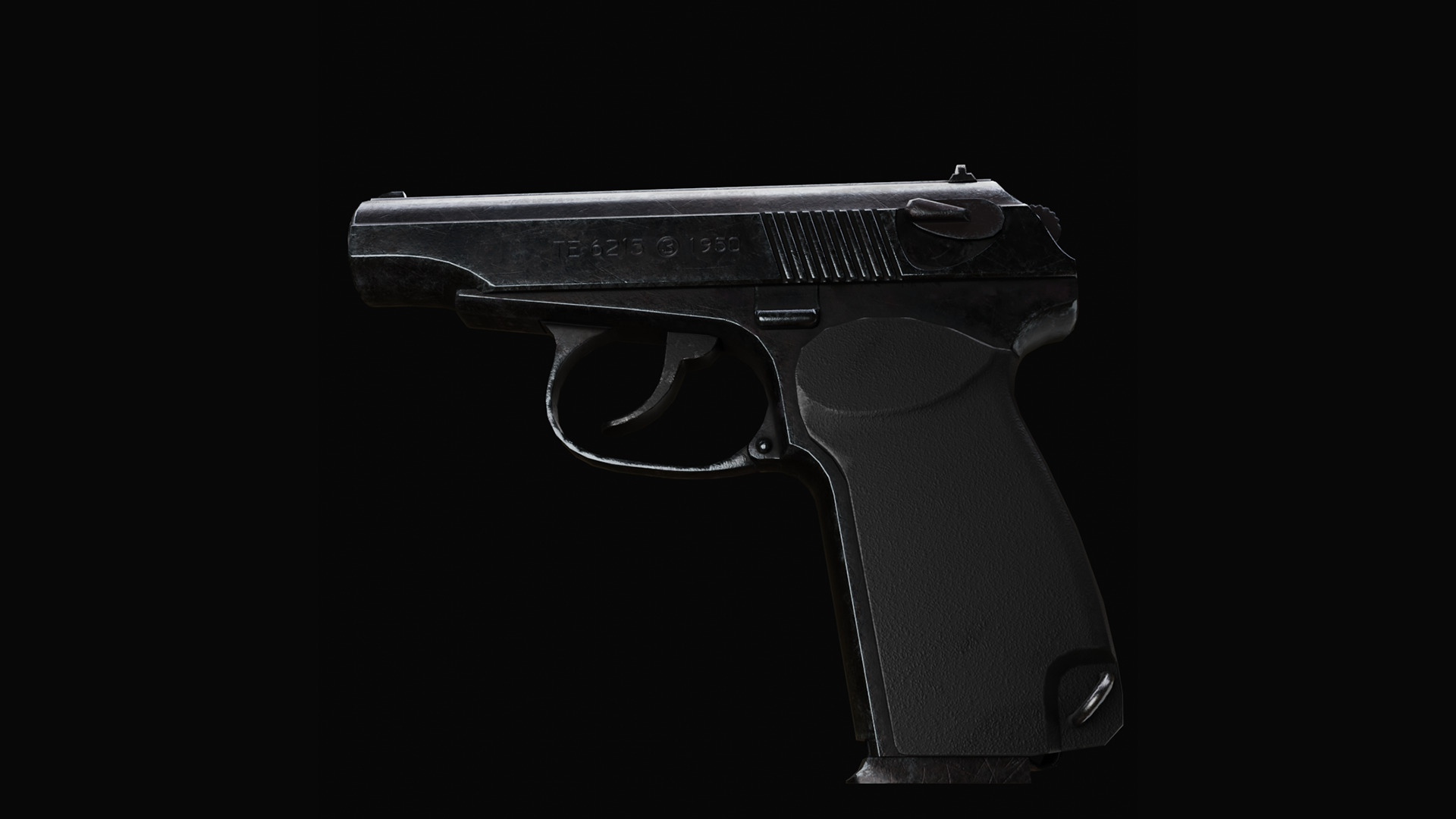 Old worn out Makarov Pistol Low-poly 3D model_5