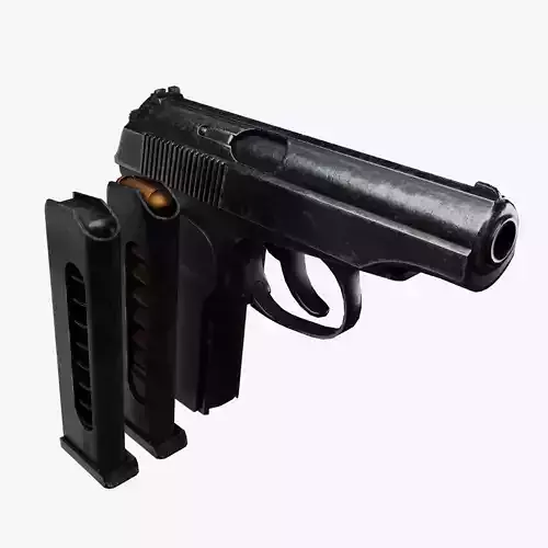 Old worn out Makarov Pistol Low-poly 3D model