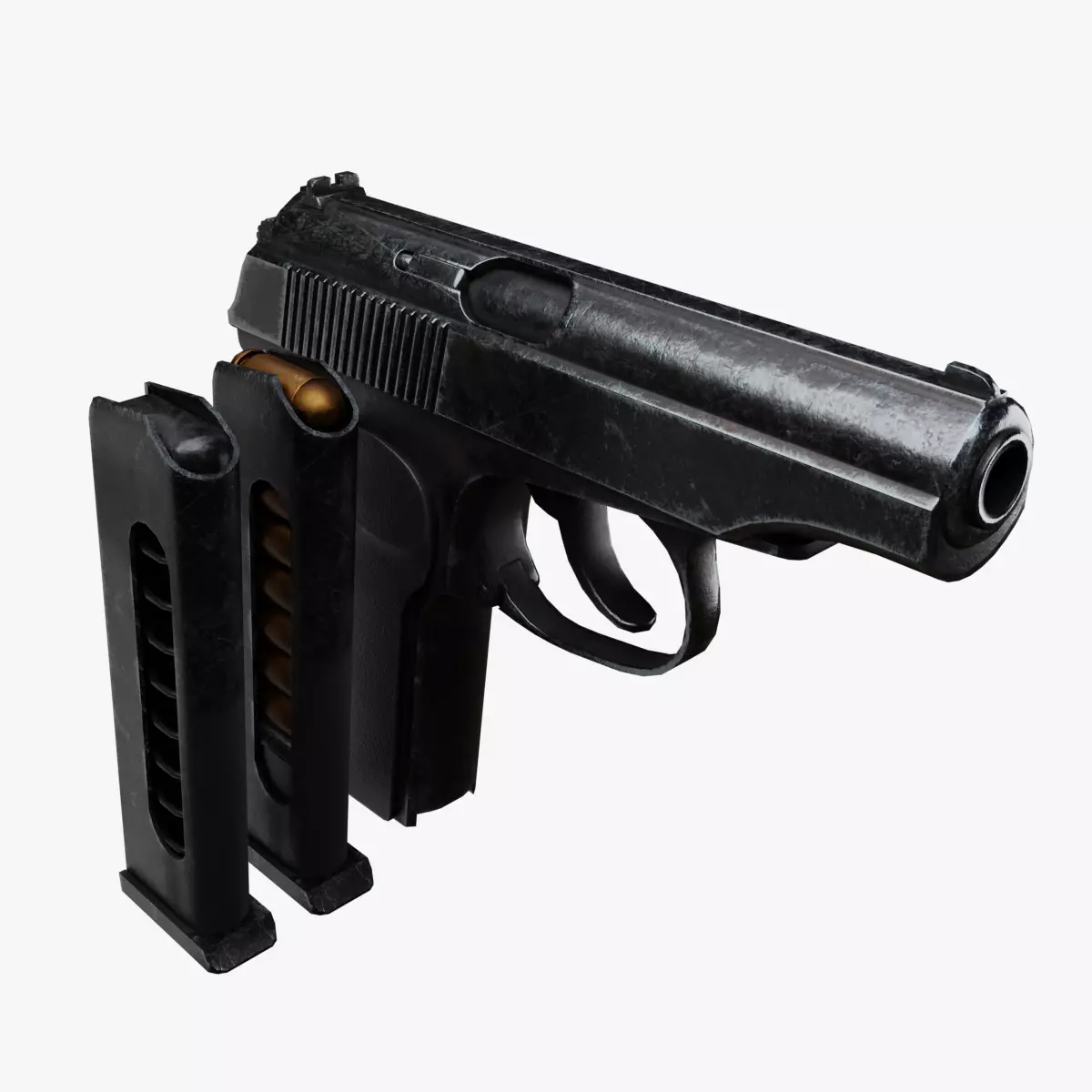 Old worn out Makarov Pistol Low-poly 3D model_0