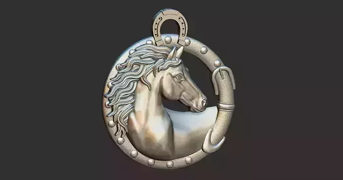 Lucky Horseshoe Horse Head Pendant