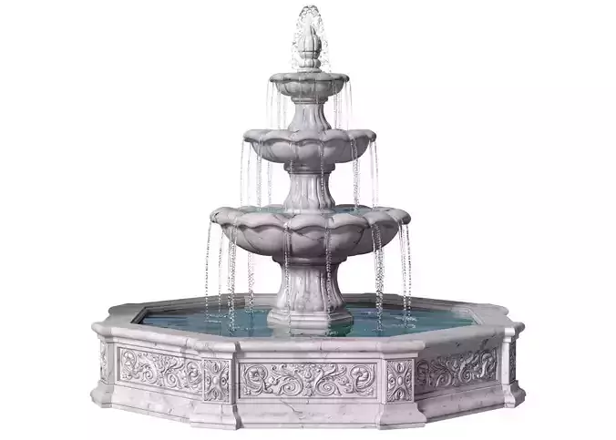 Large classic white garden marble outdoor Fountain 3D model