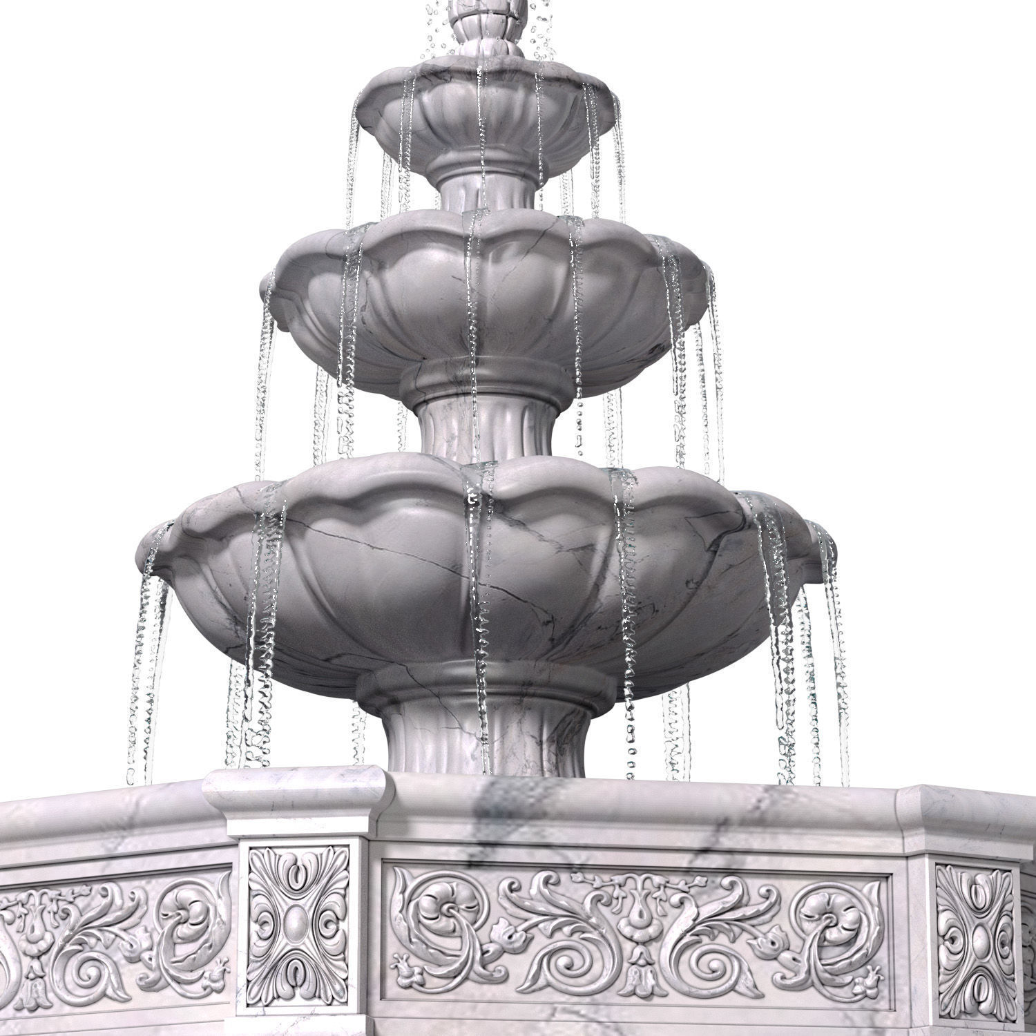 Large classic white garden marble outdoor Fountain 3D model_3