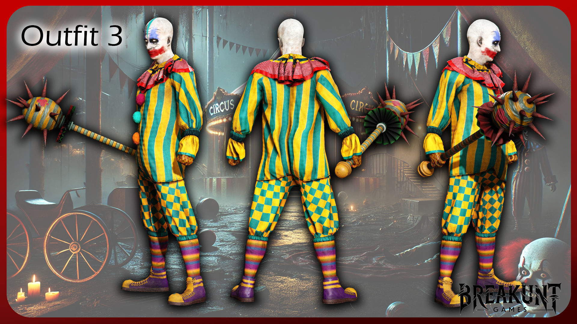 Creepy clown - 3 outfits and 3 assets 3D model_11
