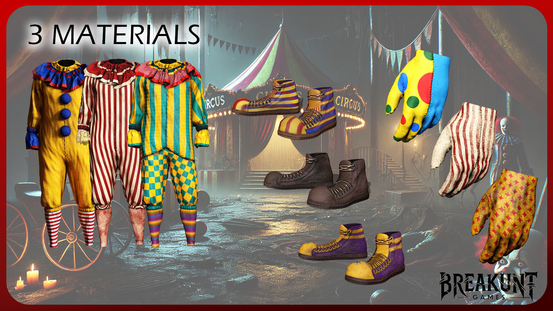 Creepy clown - 3 outfits and 3 assets 3D model_22