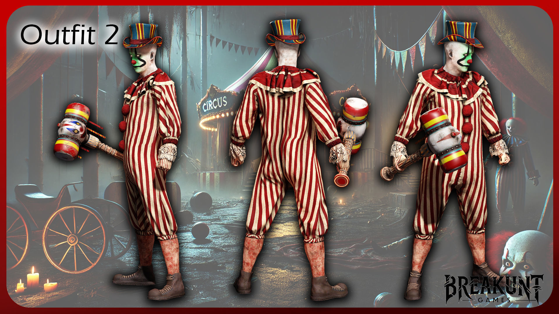 Creepy clown - 3 outfits and 3 assets 3D model_8