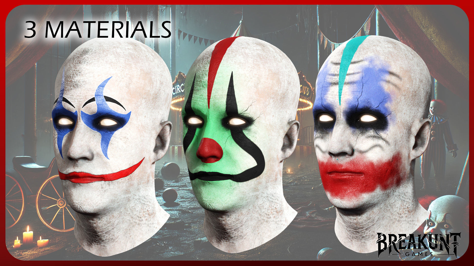 Creepy clown - 3 outfits and 3 assets 3D model_23