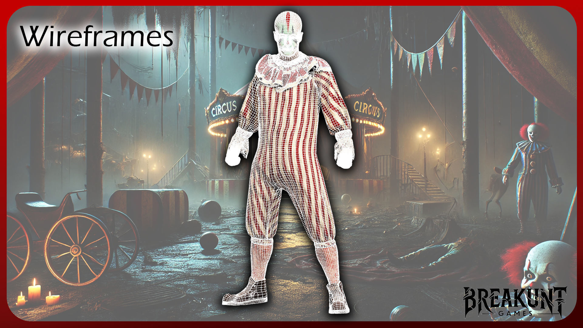 Creepy clown - 3 outfits and 3 assets 3D model_12