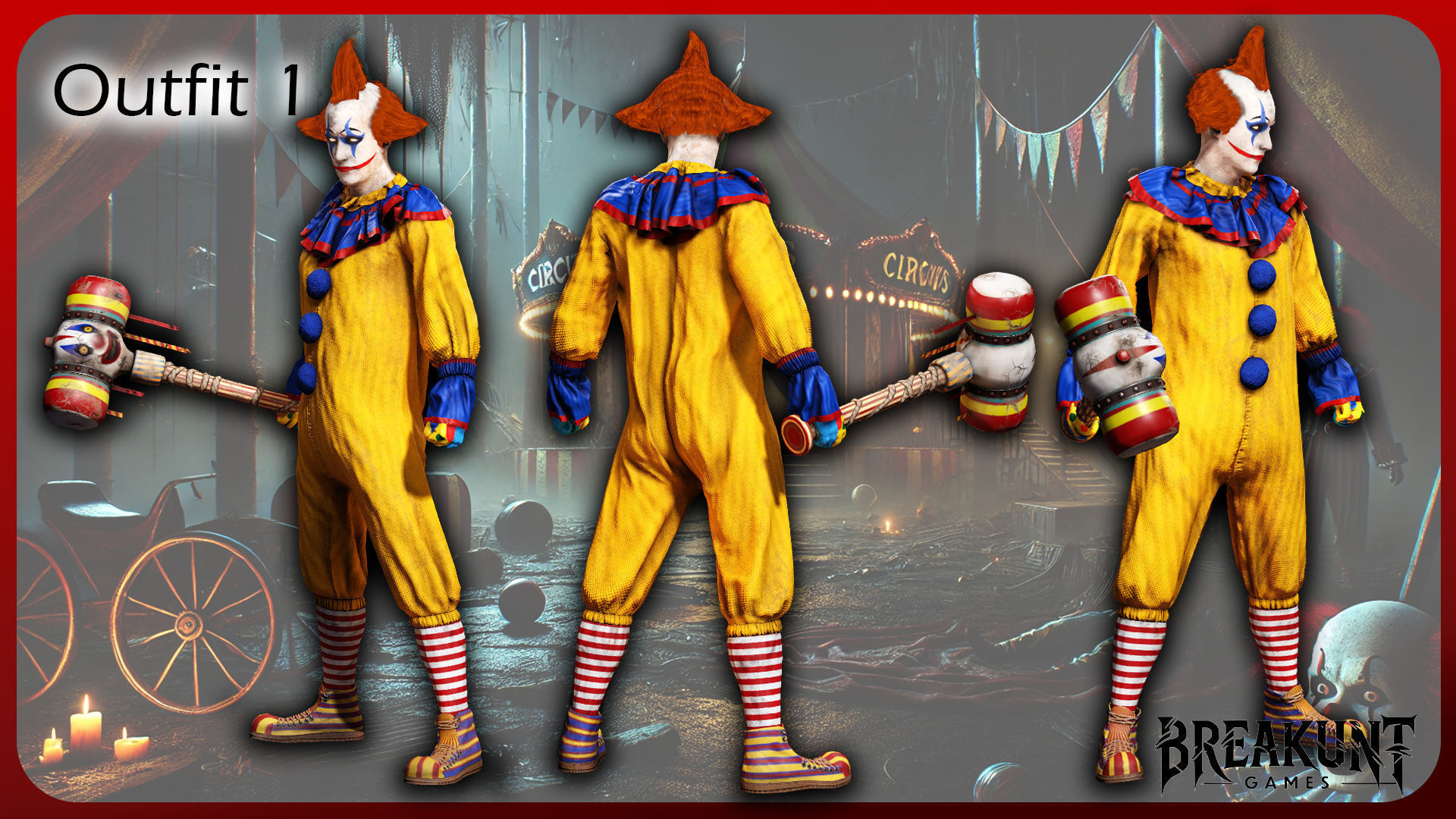 Creepy clown - 3 outfits and 3 assets 3D model_5