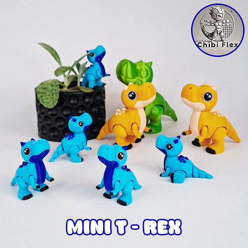 Flexi Mini T Rex Print In Place No Supports 3D print model