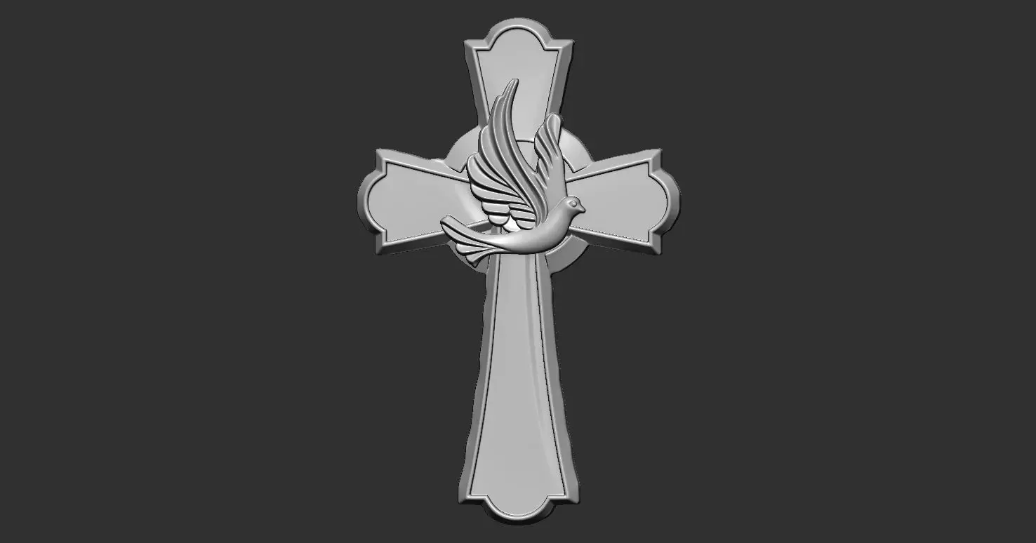 Holy Spirit Dove Cross Pendant 3D print model