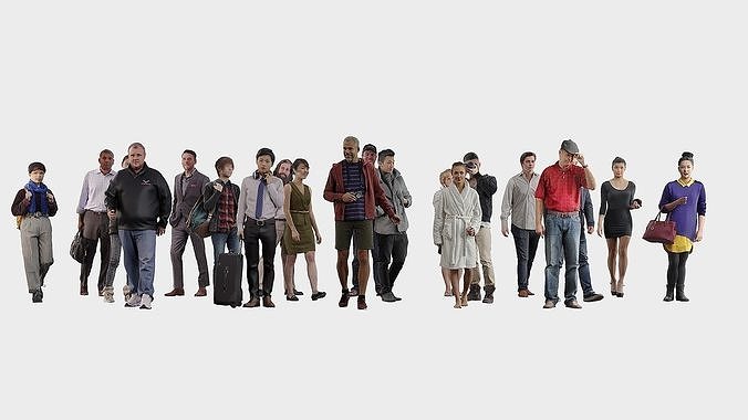 A collection of people in random poses x20 Low-poly 3D model