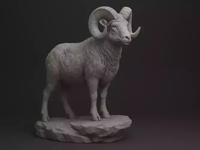 Sheep on rock 3D print model