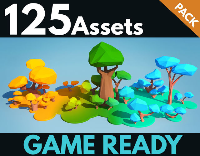 Trees and Bushes Pack - 02 Low-poly 3D model