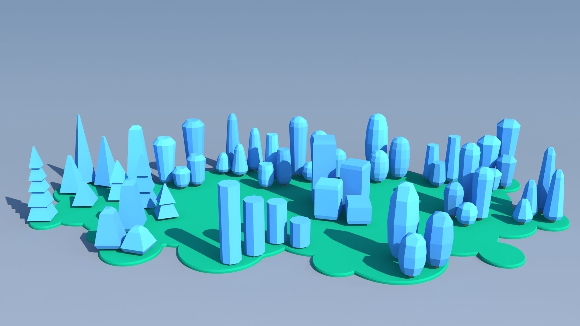 Trees and Bushes Pack - 02 Low-poly 3D model_15