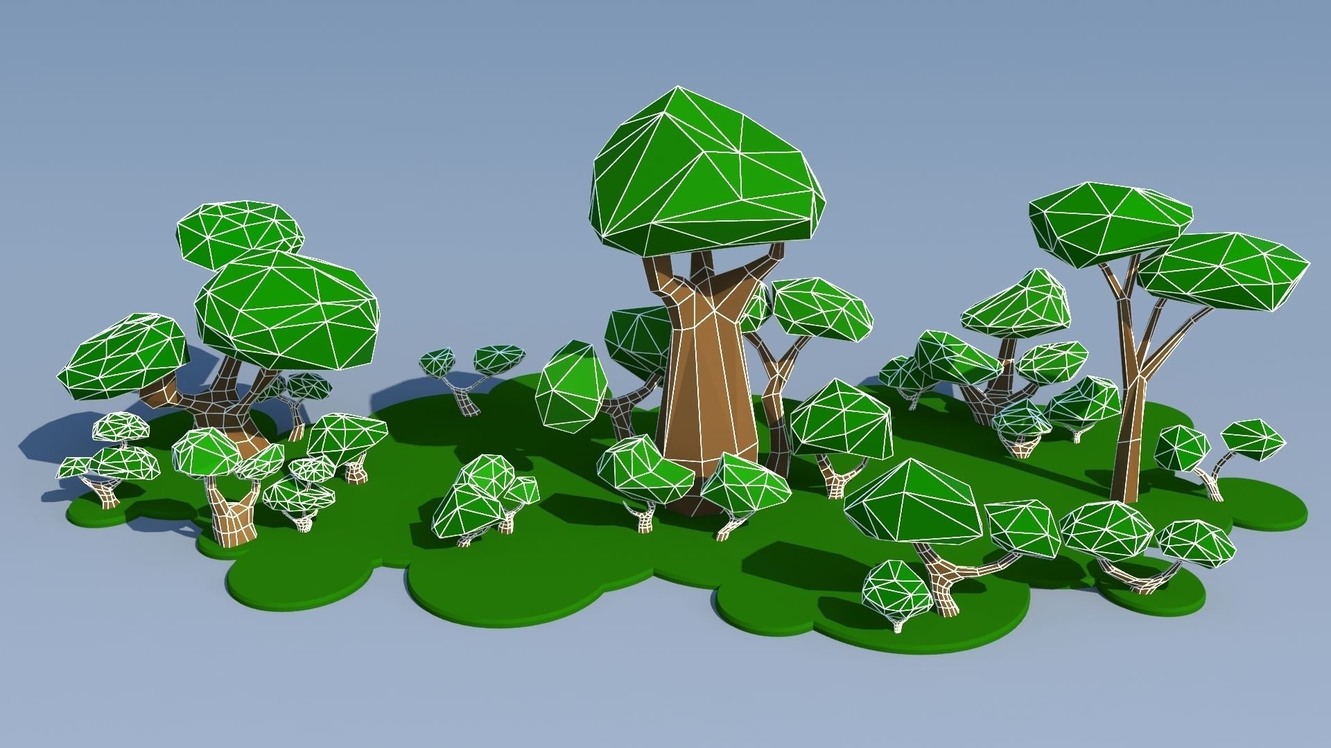 Trees and Bushes Pack - 02 Low-poly 3D model_2
