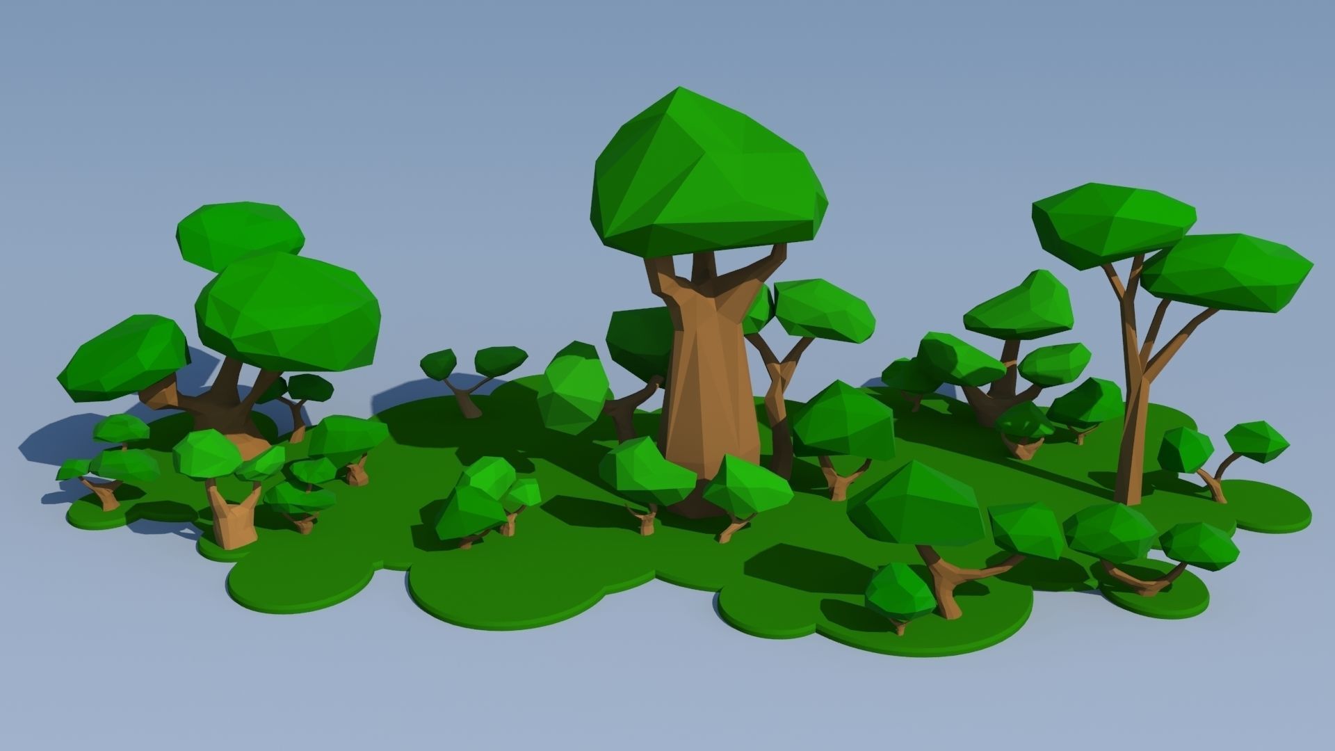 Trees and Bushes Pack - 02 Low-poly 3D model_1