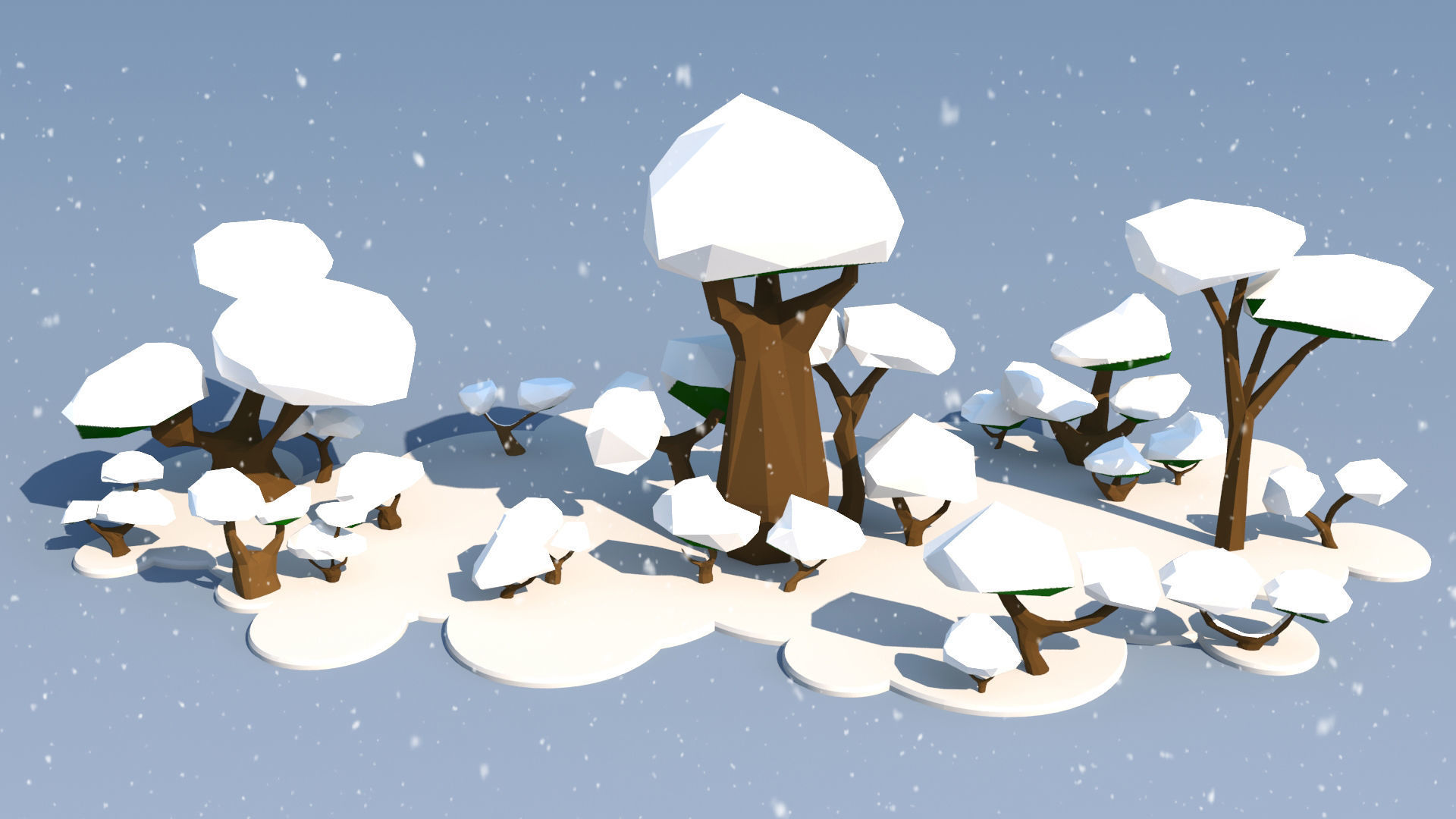 Trees and Bushes Pack - 02 Low-poly 3D model_6