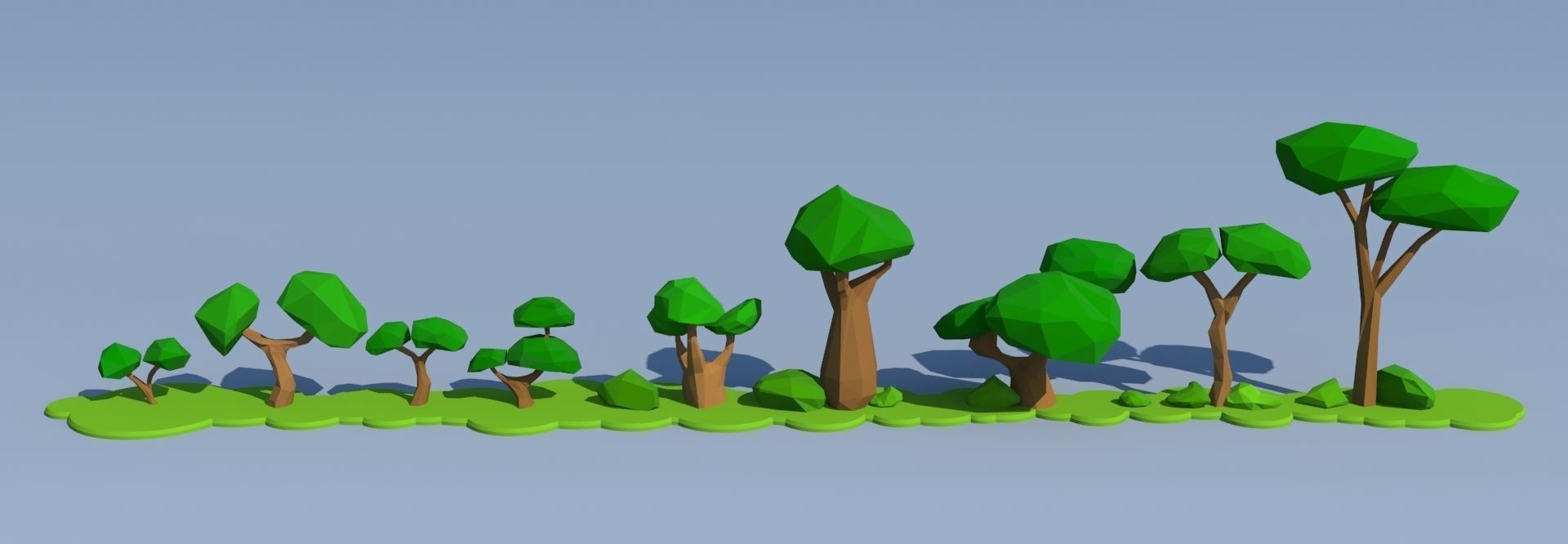 Trees and Bushes Pack - 02 Low-poly 3D model_20