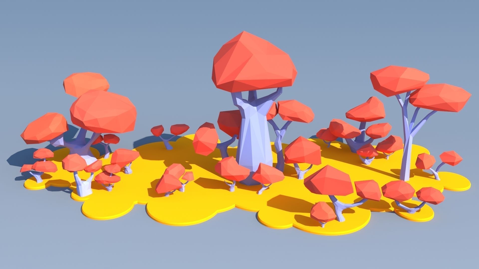 Trees and Bushes Pack - 02 Low-poly 3D model_5