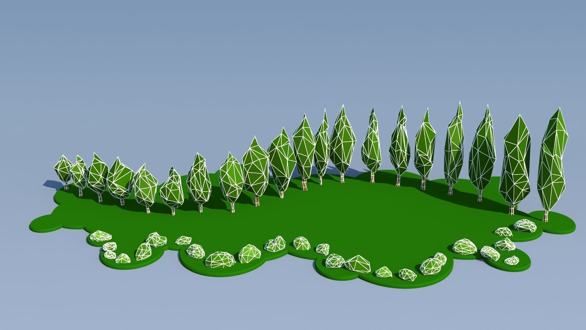Trees and Bushes Pack - 02 Low-poly 3D model_8