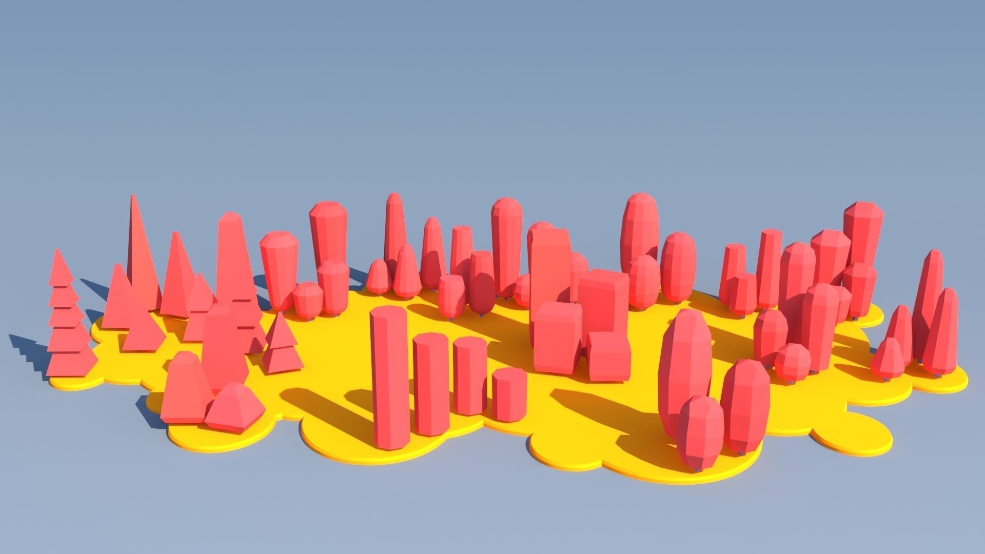 Trees and Bushes Pack - 02 Low-poly 3D model_17