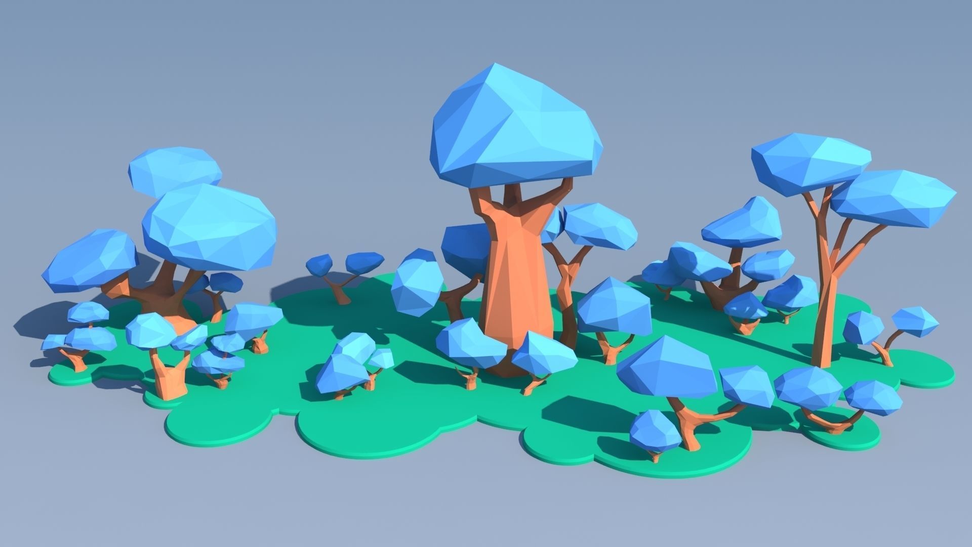 Trees and Bushes Pack - 02 Low-poly 3D model_3