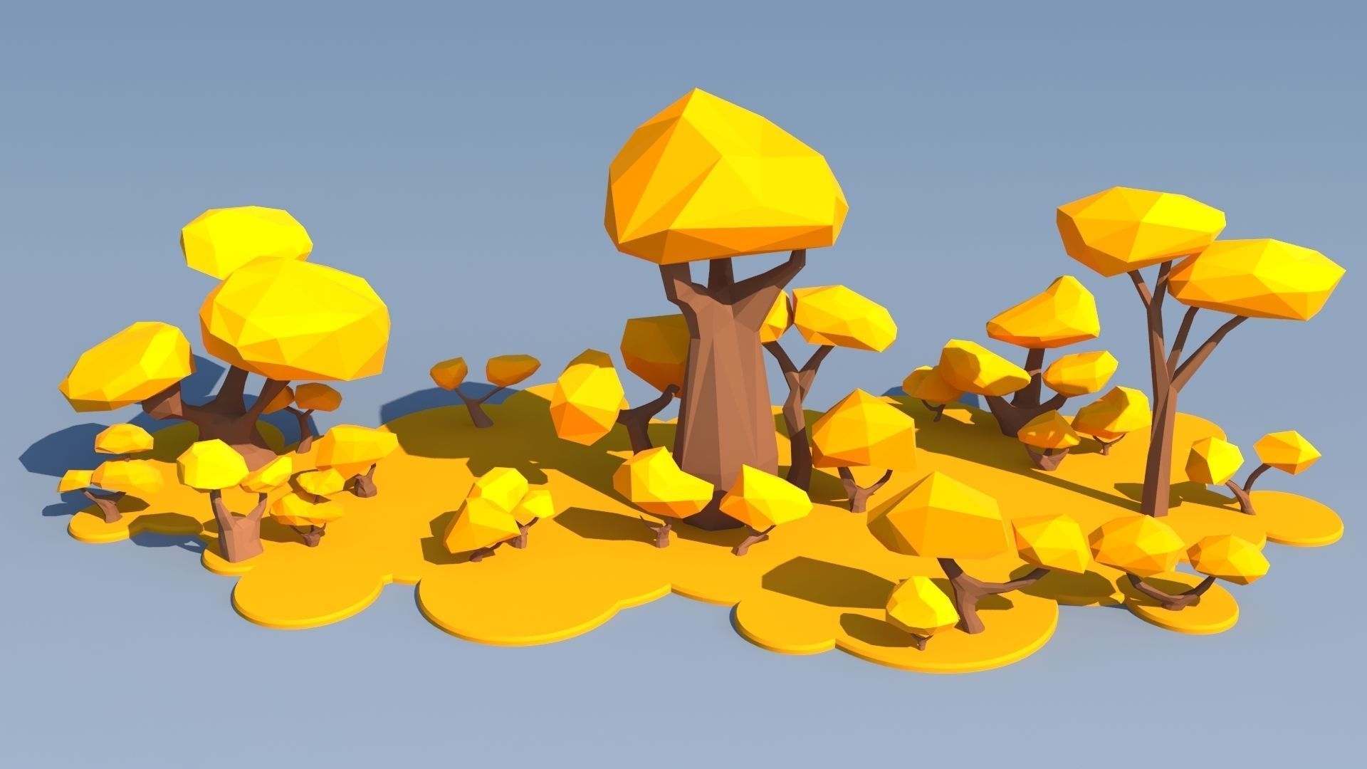 Trees and Bushes Pack - 02 Low-poly 3D model_4