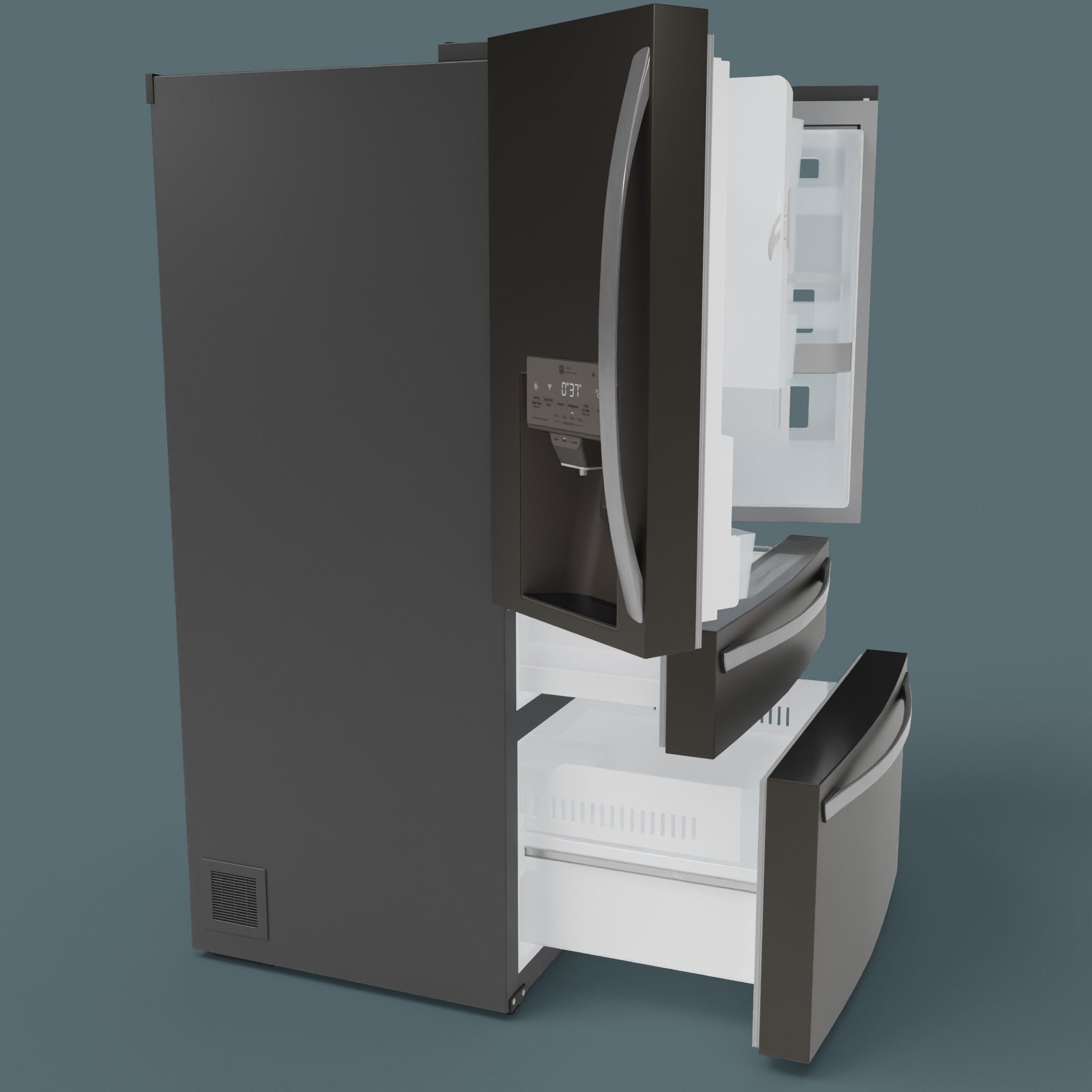 Smart fridge Low-poly 3D model_3