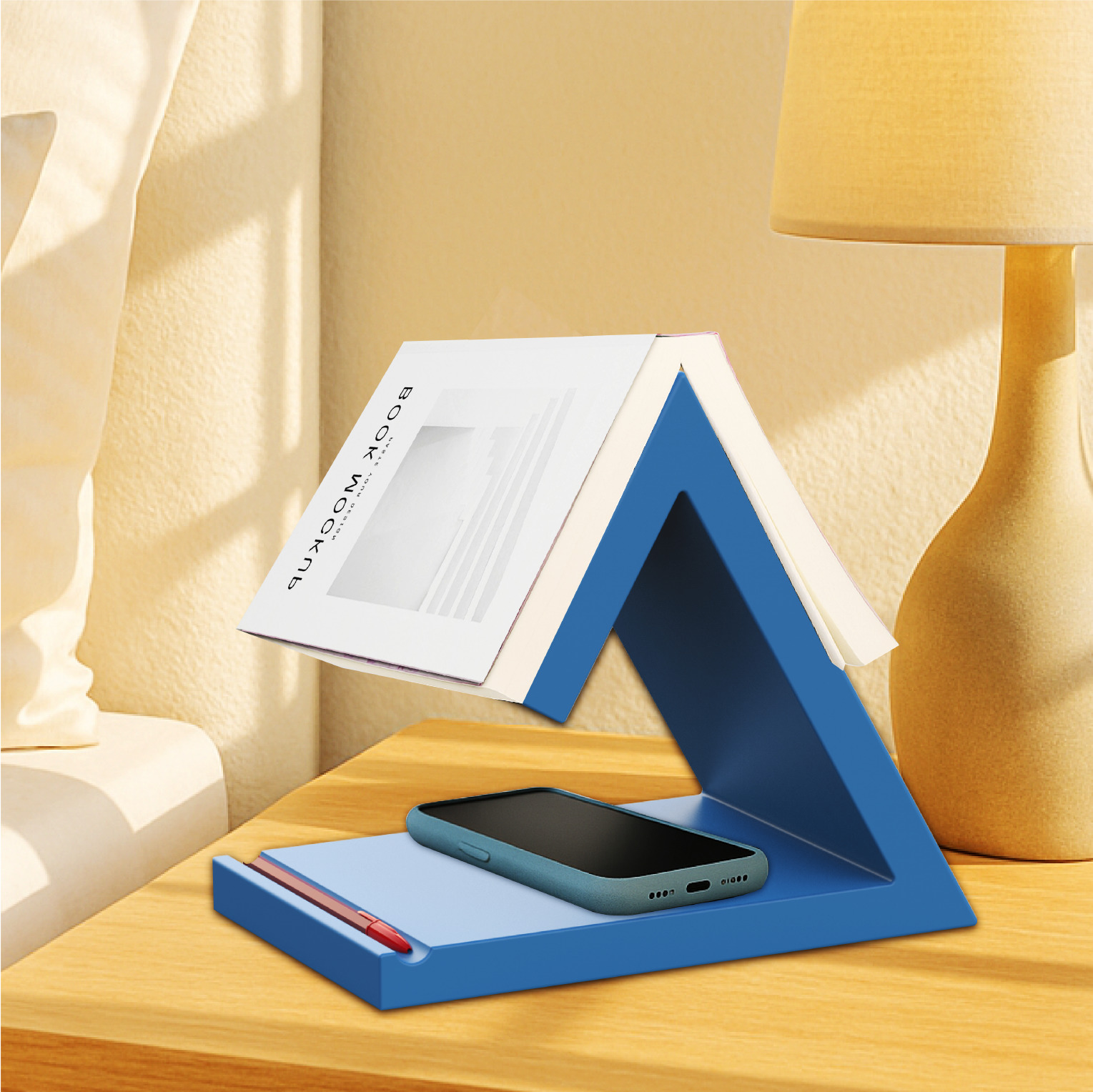 Triangle Book Holder Tablet Kindle Holder Nightstand Book Stand 3D print model_3