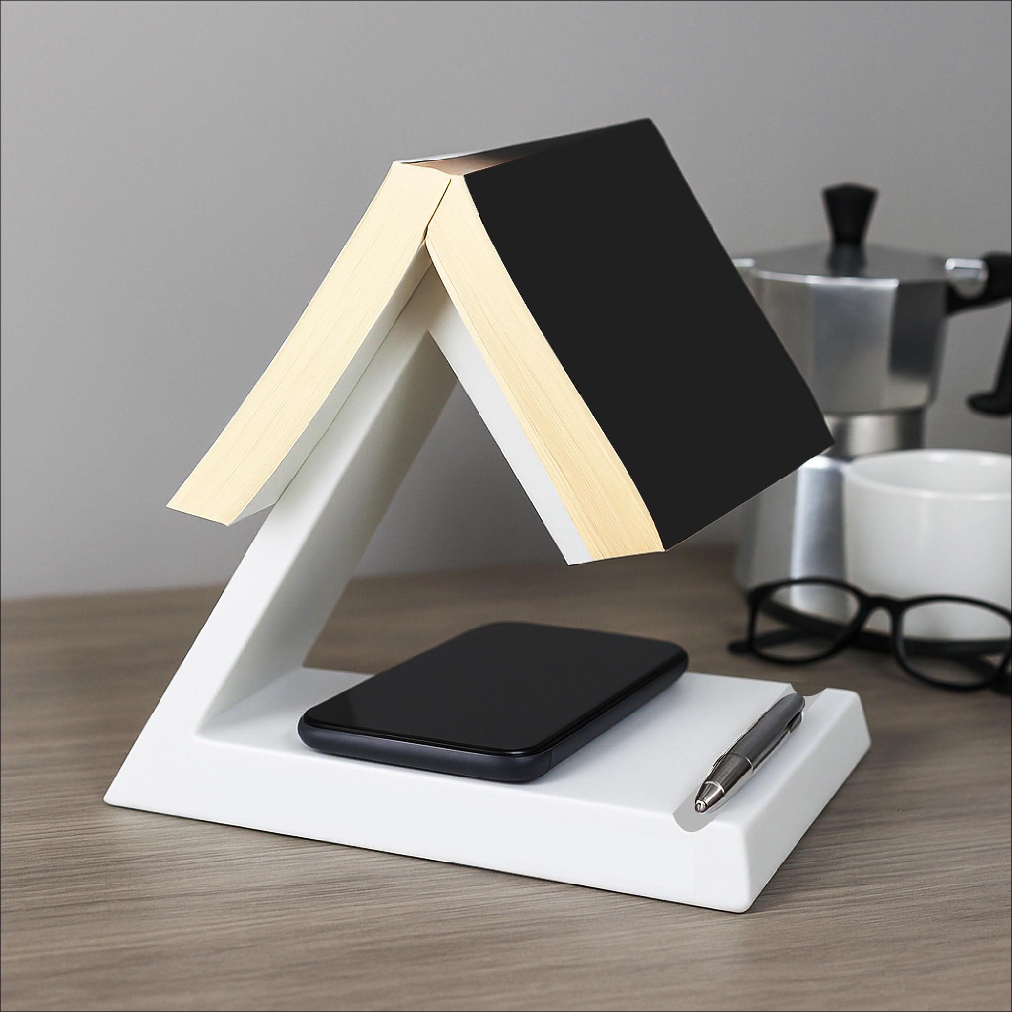 Triangle Book Holder Tablet Kindle Holder Nightstand Book Stand 3D print model_2