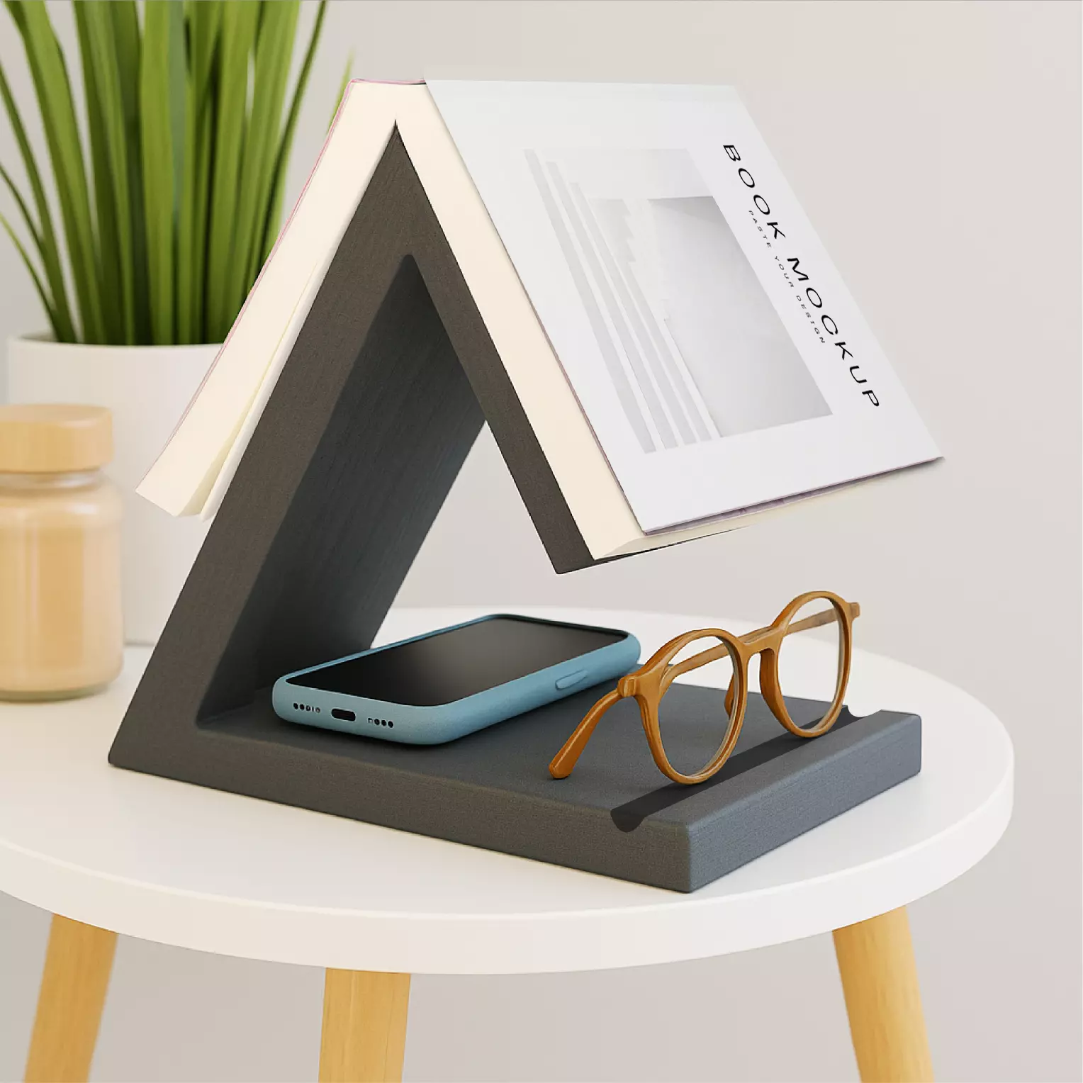 Triangle Book Holder Tablet Kindle Holder Nightstand Book Stand 3D print model_0