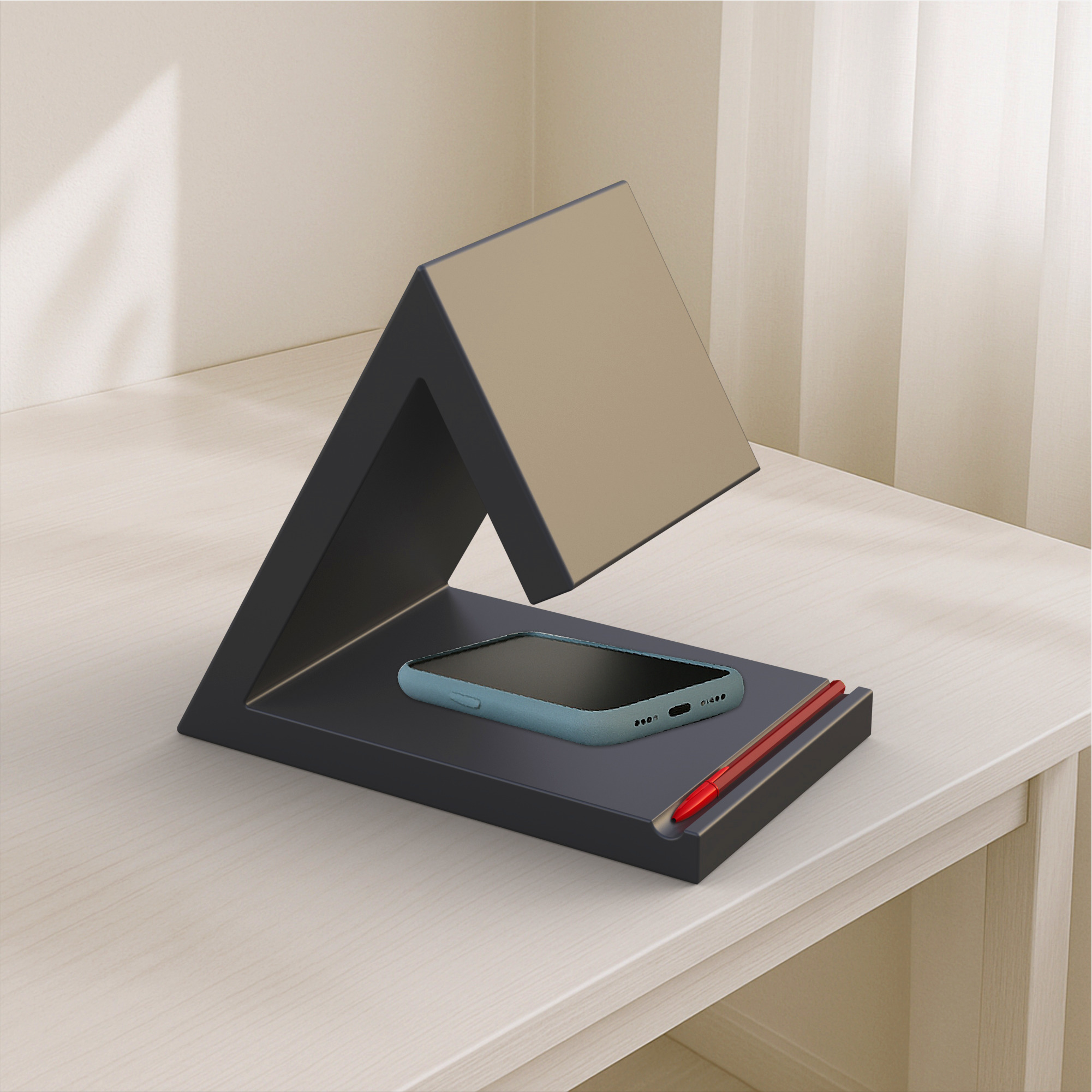 Triangle Book Holder Tablet Kindle Holder Nightstand Book Stand 3D print model_4