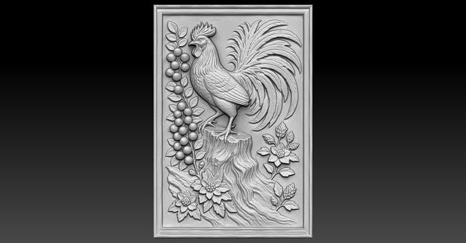3 rooster CNC Relief Model 3D print model