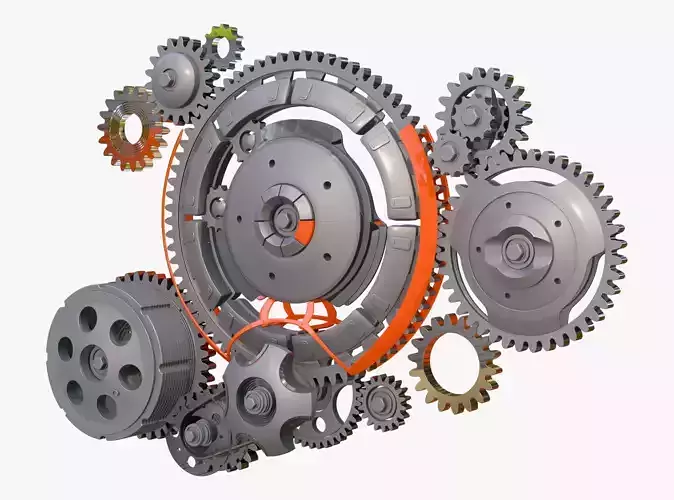 Gear Mechanism System with Cogs Wheels M1