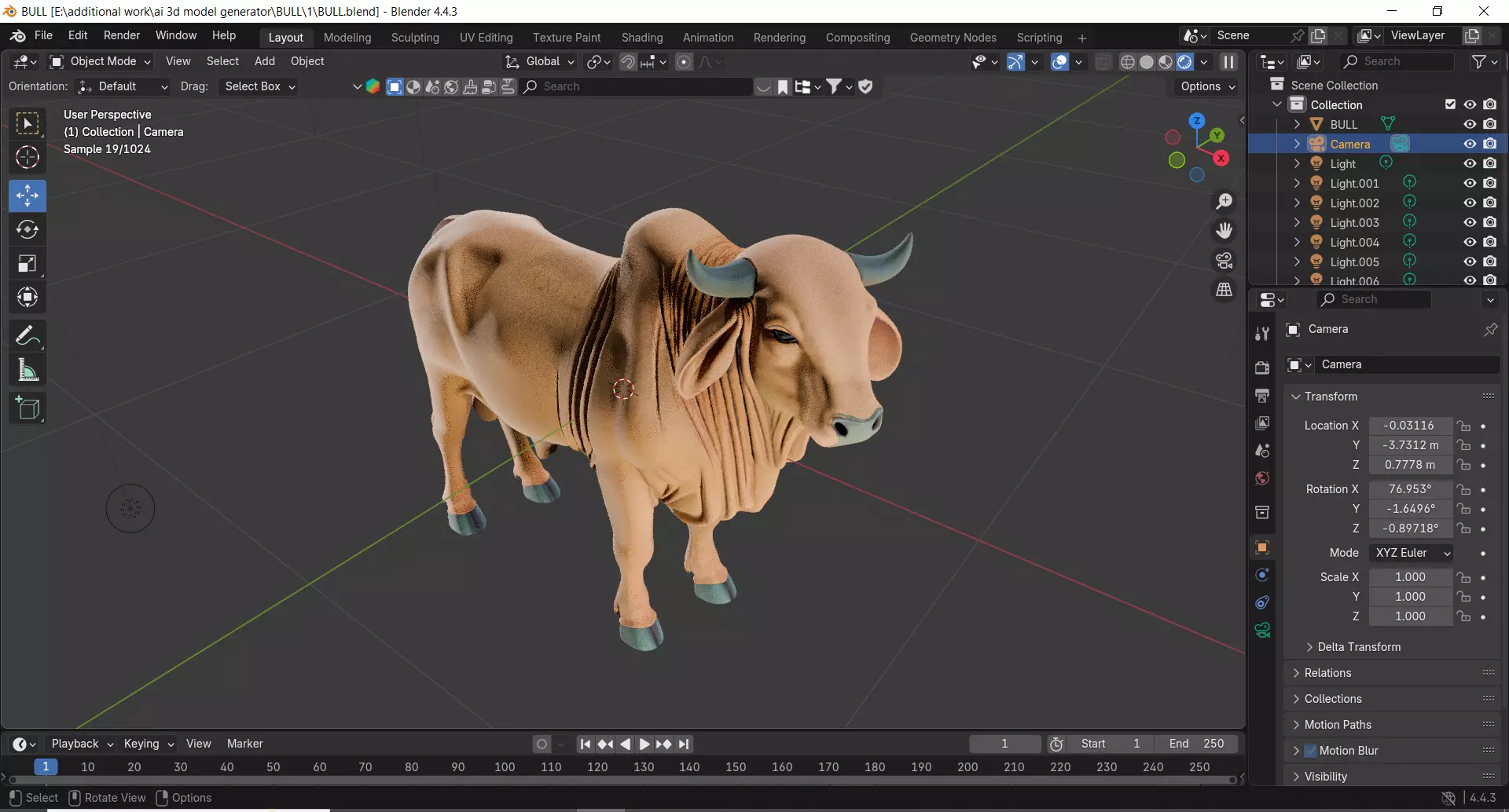 Realistic Bull 3D Model for Games Simulation and VFX 3D model_0
