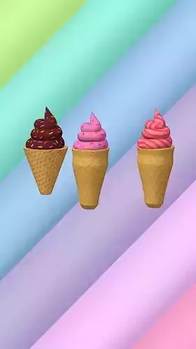 Ice Cream Cone Pack of 3 Stylized 3D Model