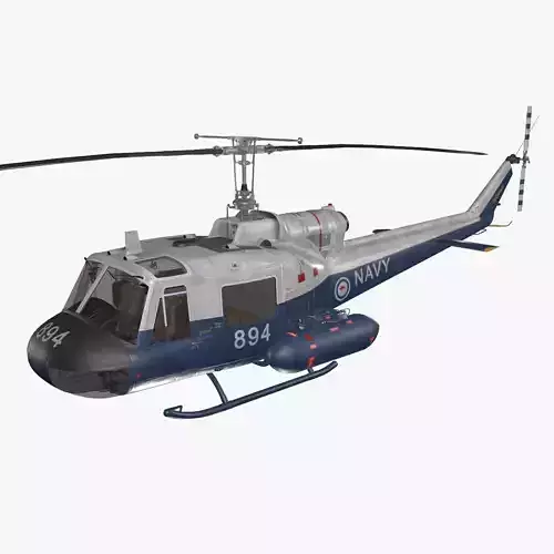 Bell UH-1B Australian Navy Complex Animation Low-poly 3D model