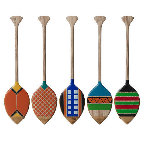 Decorative painted oars 3D model