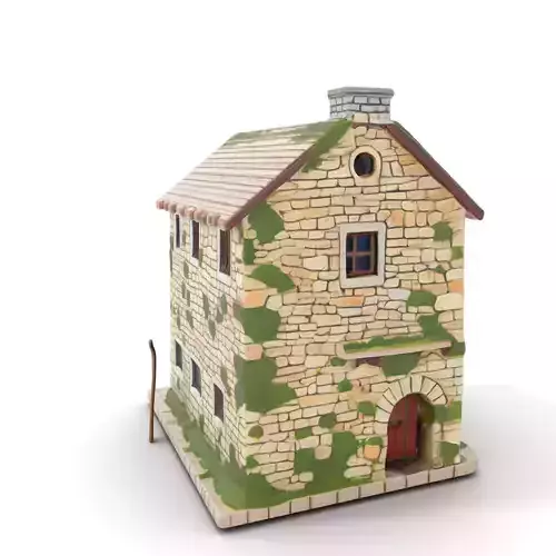 Rustic Stone House with Moss Details Model Pack