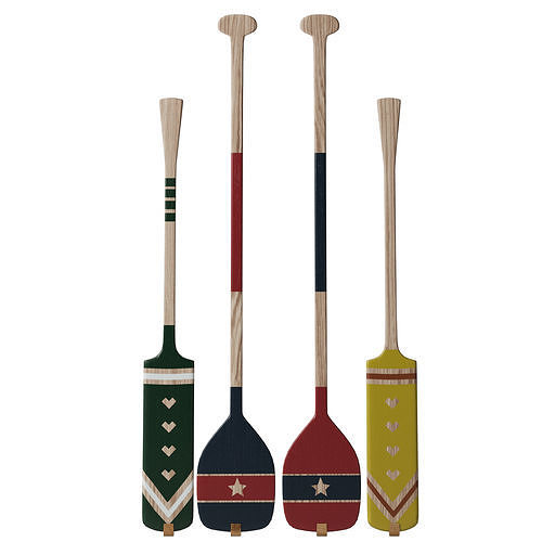 Decorative painted oars set part two 3D model