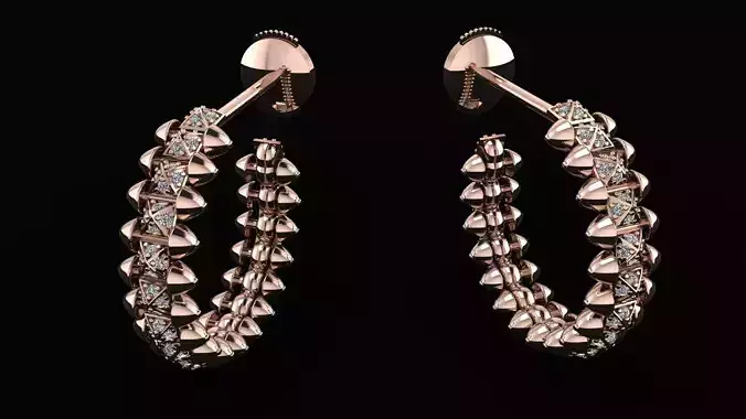 Clash de Cartier Earrings with the stones 3d print model 3D print model