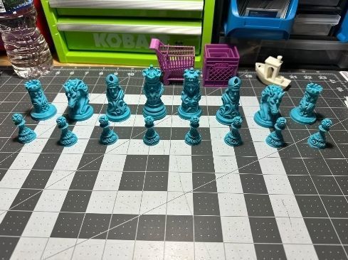 Custom chess set and board  3D print model_1