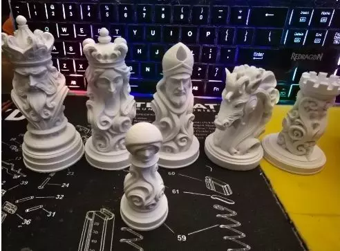 Custom chess set and board  3D print model_0
