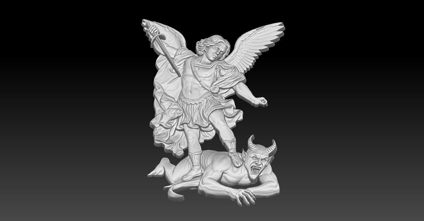1 Archangel Michael Relief CNC Relief Model 3D print model_3